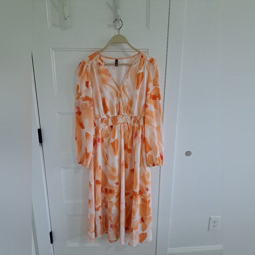 Long Orange and White Maxi Dress